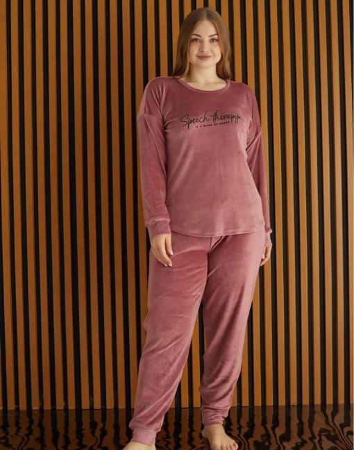 Fransiz Kadife Pijama Takımı Battal