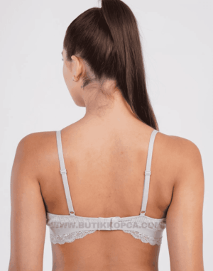 Alternative view of Pamuklu Dantel Detaylı Günlük Konfor Sütyen Süngersiz Desteksiz Gri