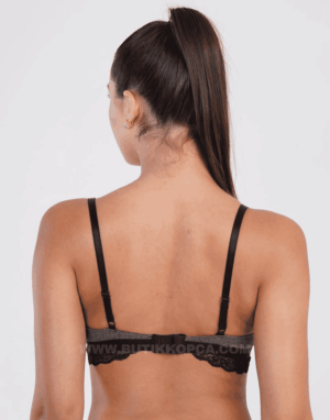 Alternative view of Pamuklu Dantel Detaylı Günlük Konfor Sütyen Süngersiz Desteksiz Antrasit