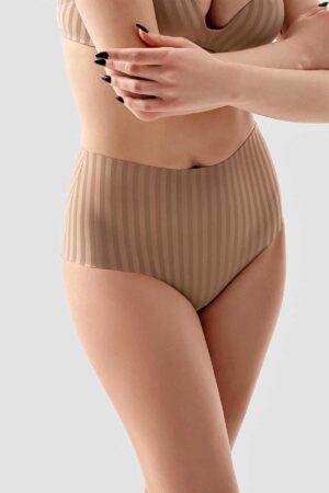 Alternative view of Desenli Yüksel Bel Bato Külot Capucino