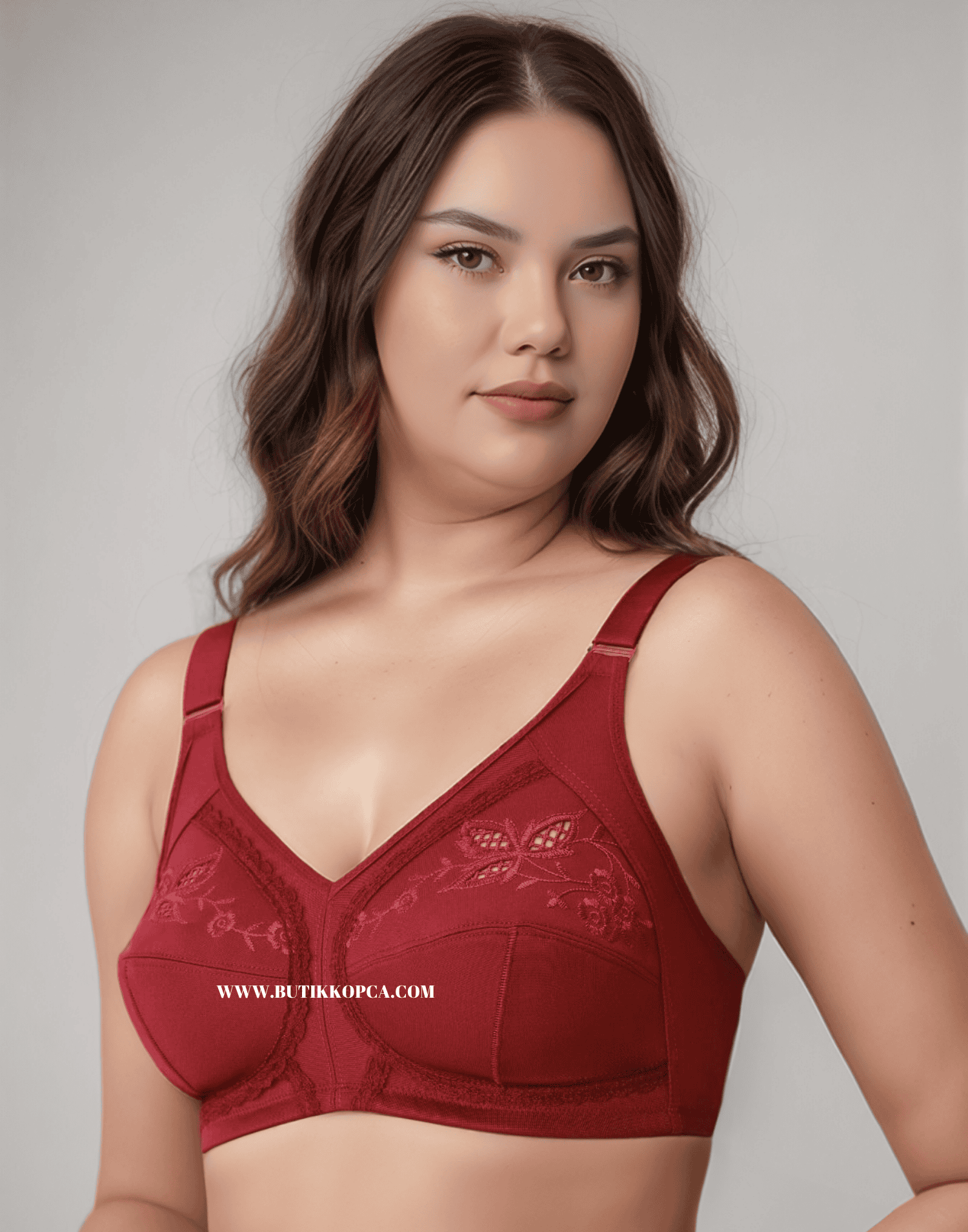 Pamuklu Balensiz Süngersiz İşlemeli Minimizer Bordo