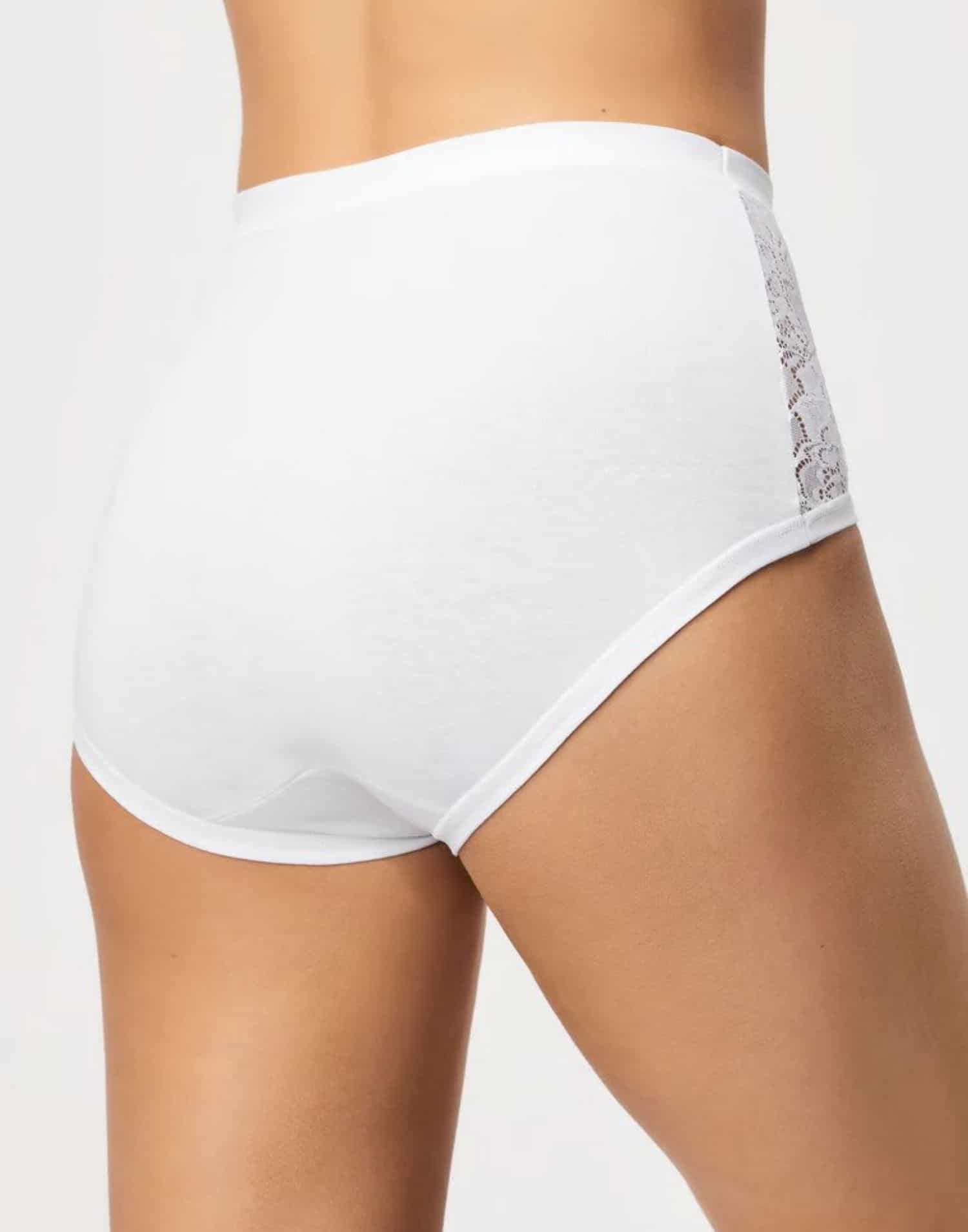 Yüksek Bel İki Yanı Dantelli Likralı Külot Beyaz - Görsel 2