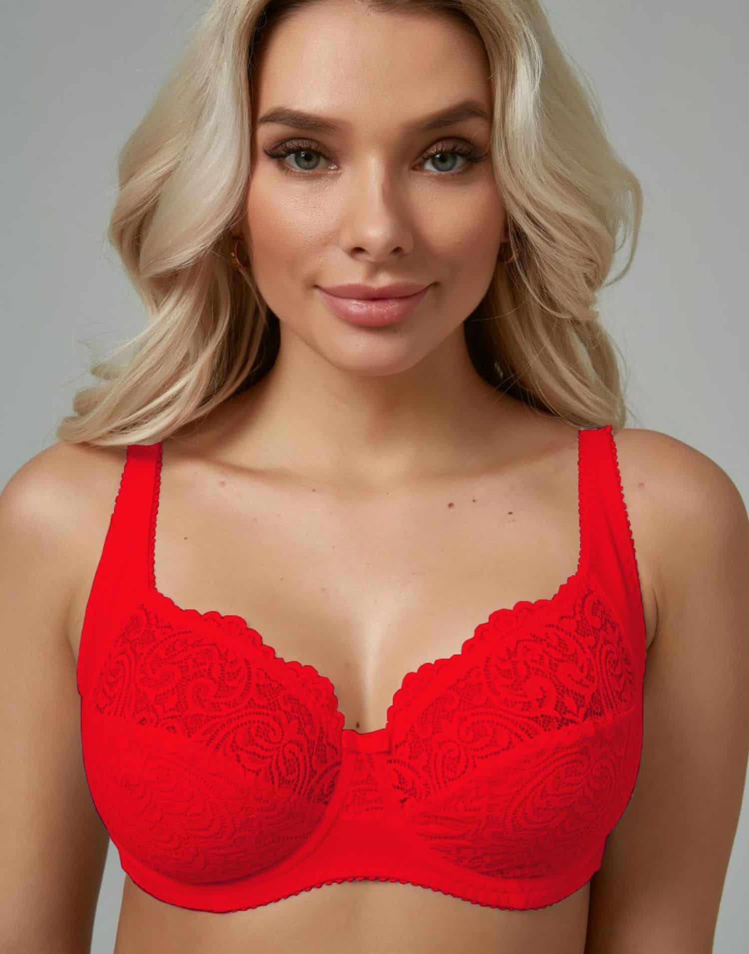 Minimizer Konfor Sütyen Dantelli Balenli Toparlayıcı Kırmızı