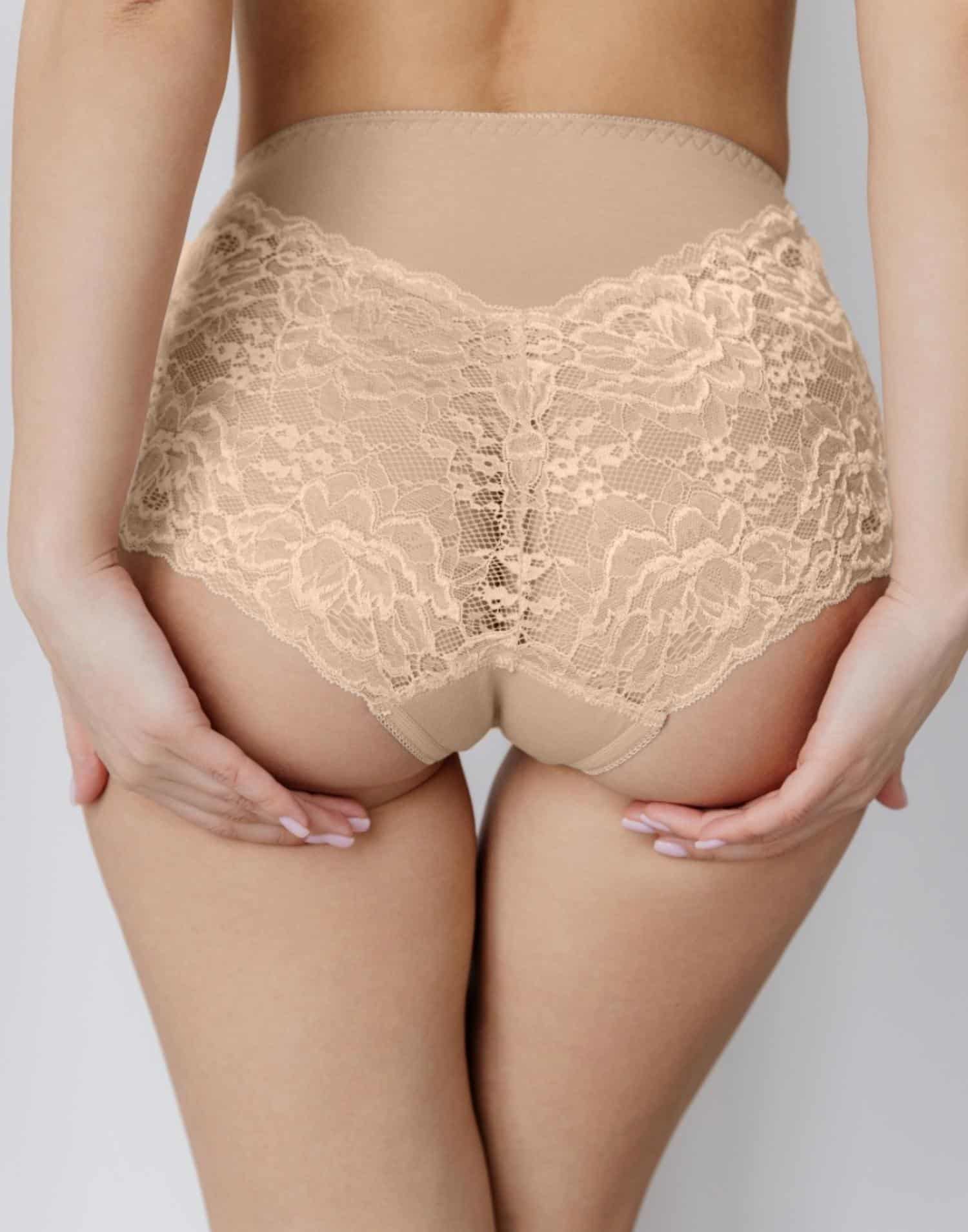 Yüksek Bel Arkası Dantelli Korse Ten