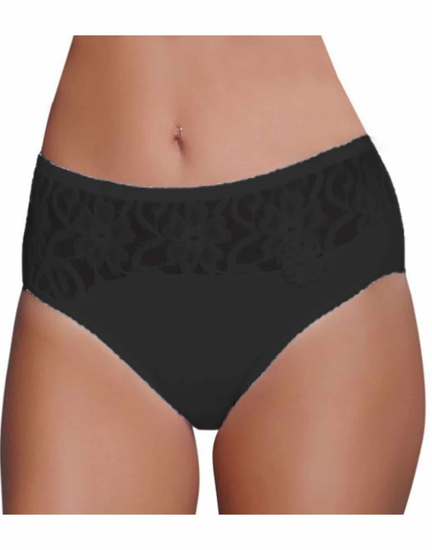 Yüksek Bel Dantelli Külot Siyah