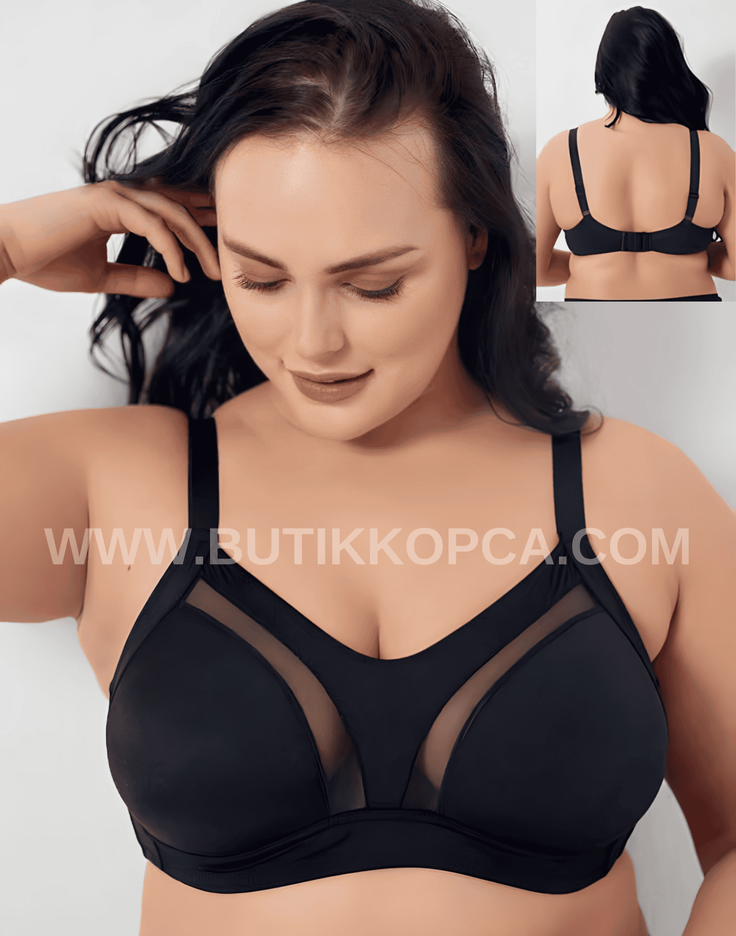 Ara Tüllü Minimizer Toparlayıcı Sütyen Siyah