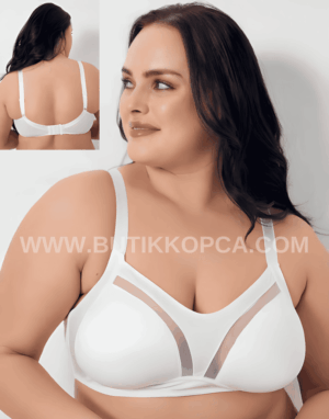 Ara Tüllü Minimizer Toparlayıcı Sütyen Beyaz
