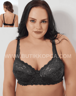 Yarı Pedli Dantel Tasarım Toparlayıcı Sütyen Siyah