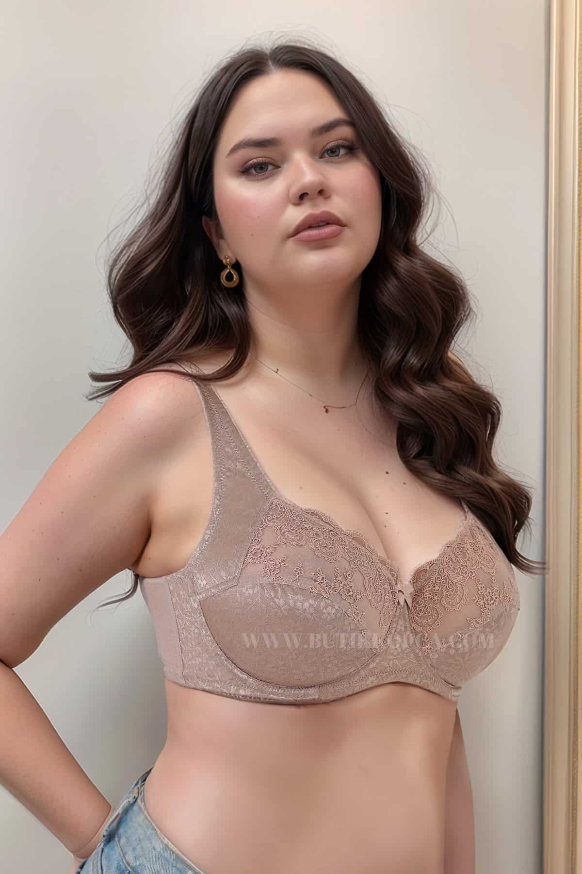 Çiçek Desenli Toparlayıcı Minimizer Sütyen Balenli Kahverengi