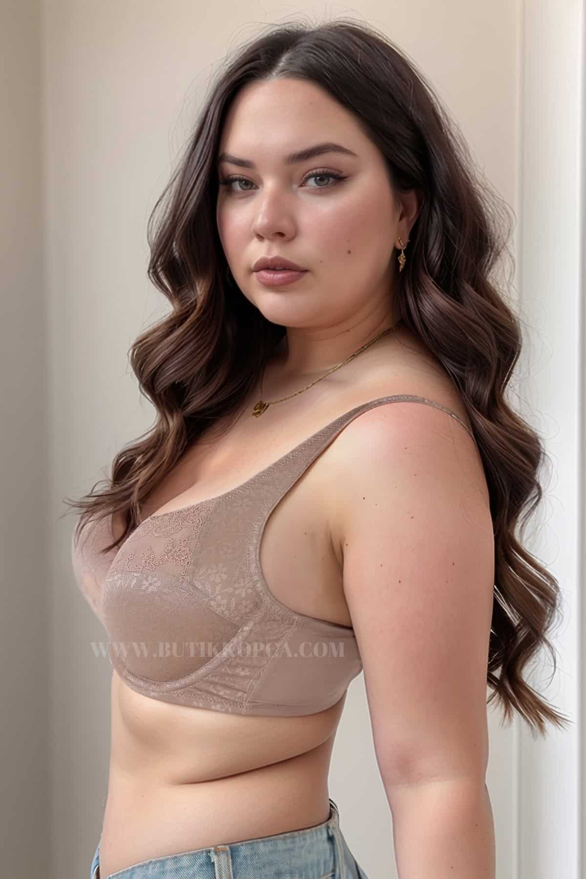 Çiçek Desenli Toparlayıcı Minimizer Sütyen Balenli Kahverengi - Görsel 5