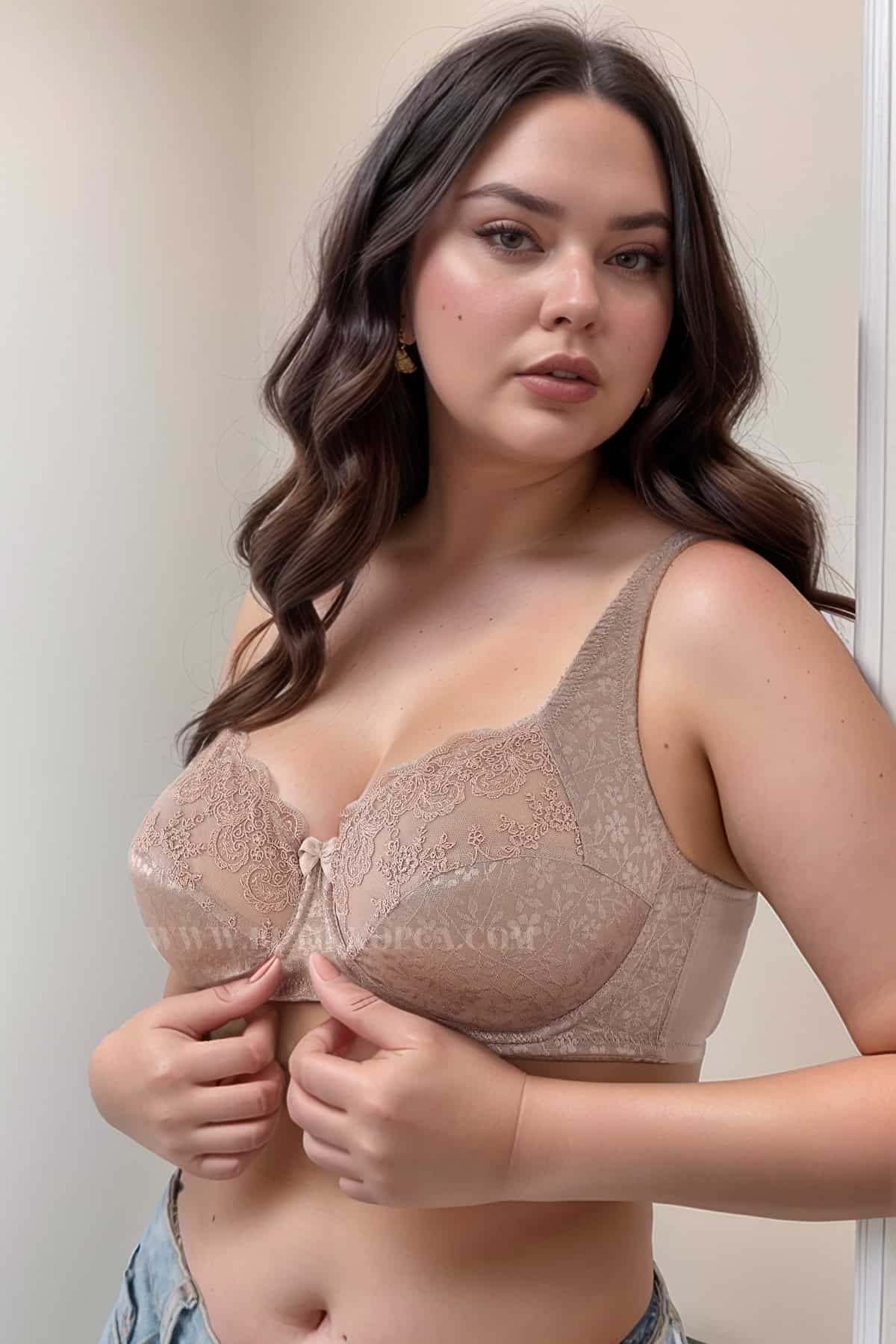 Çiçek Desenli Toparlayıcı Minimizer Sütyen Balenli Kahverengi - Görsel 2