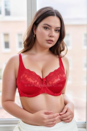 Çiçek Desenli Toparlayıcı Minimizer Sütyen Balenli Kırmızı