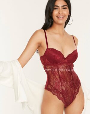Destekli Body Suit Bordo 5077