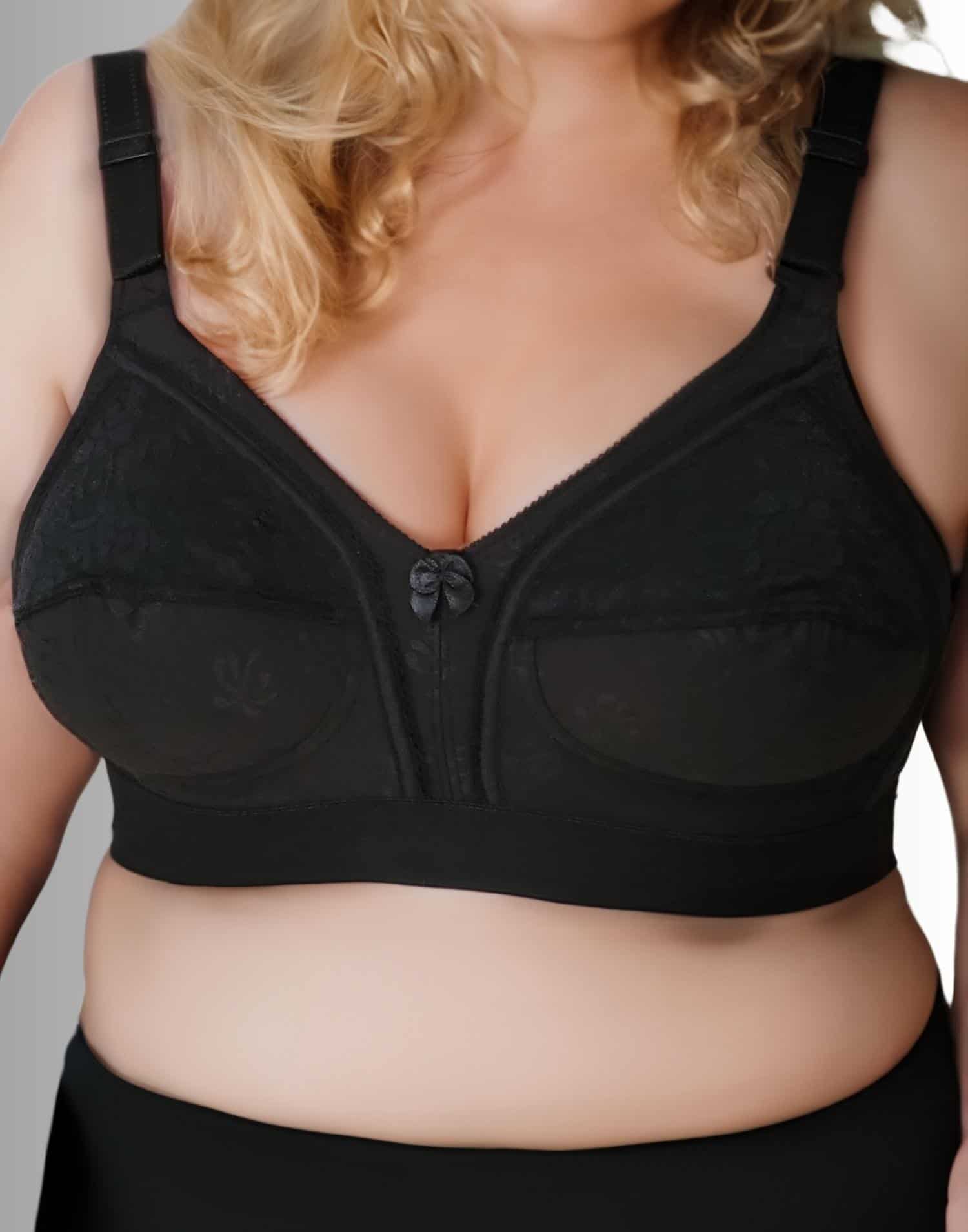 Desenli Dantelli Toparlayıcı Sütyen Balensiz Kaydırmaz Lastikli Siyah