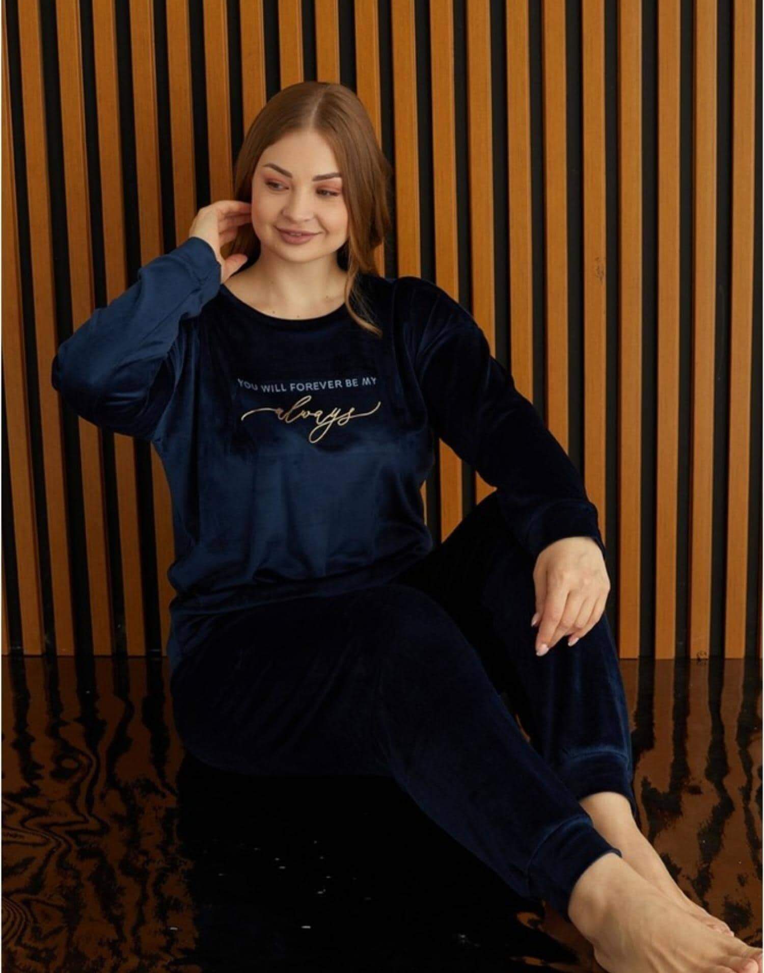 Fransız Kadife Pijama Takımı Battal 4220-35