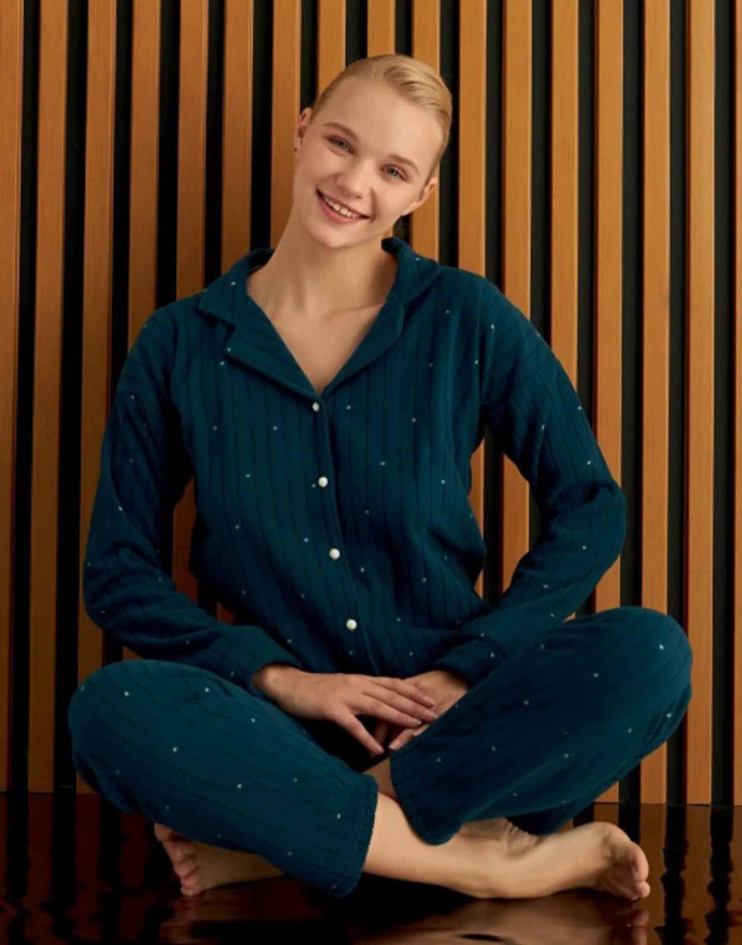 Polar Fitilli Önden Düğmeli Pijama Takımı 5615-22