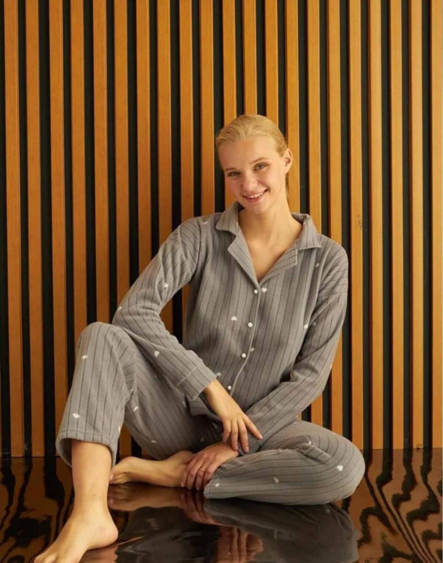 Polar Fitilli Önden Düğmeli Pijama Takımı 5615-25