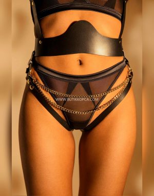 Alternative view of Kadın Deri ve Zincir Detaylı Fantezi Seksi Deri Harness