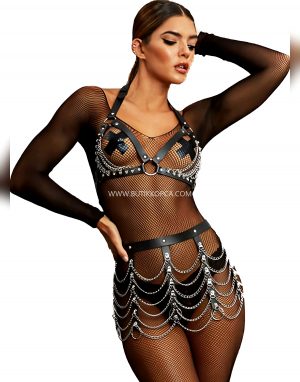 Zincir Süslemeli Vücut Kemerli Harness Aksesuar