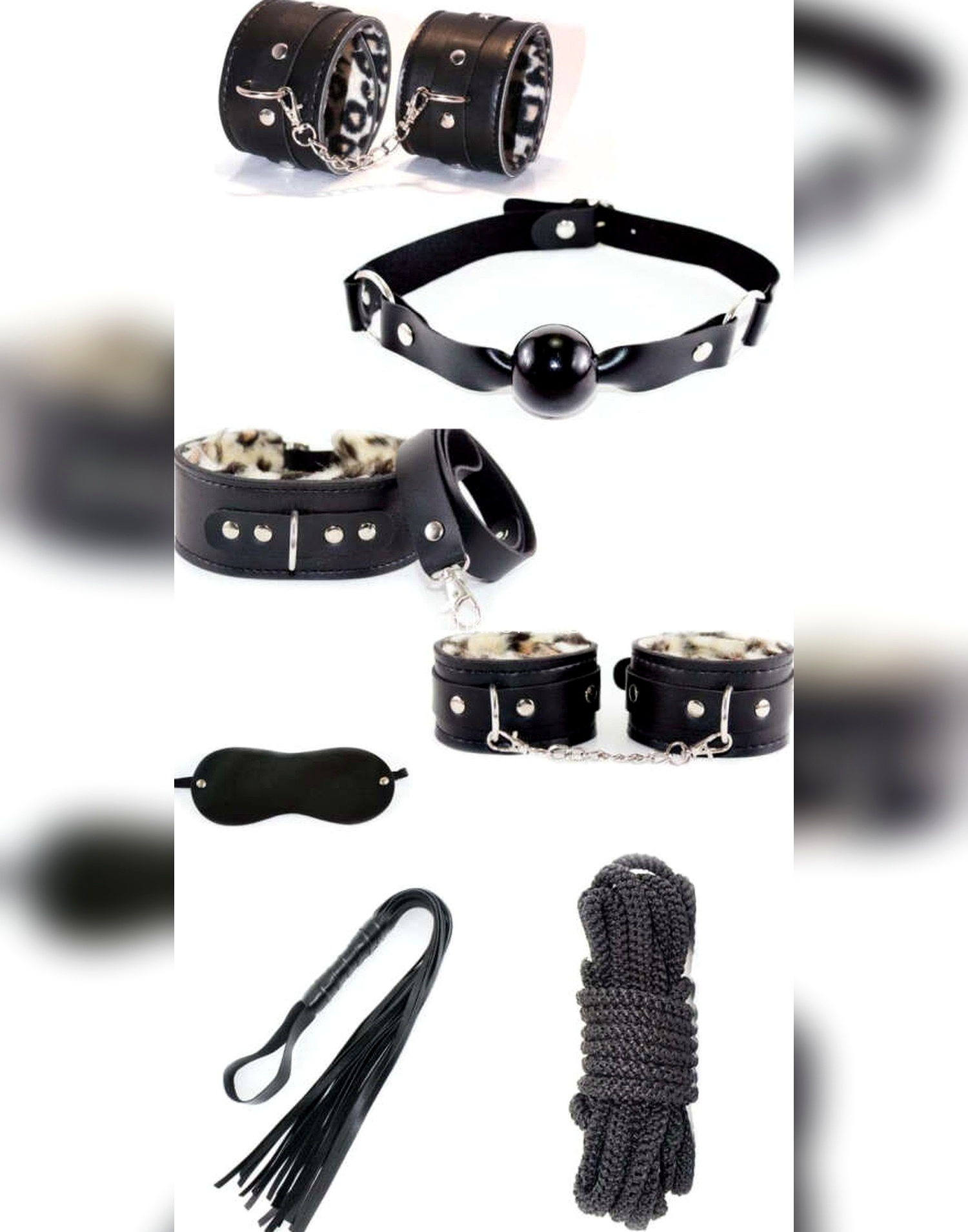 Fantezi 7 Parça Kırbaç-Kelepçe Seti - Görsel 4