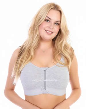 Önden Fermuarlı Pamuklu Toparlayıcı Minimizer Gri