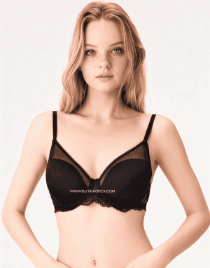 Dantelli Soft Yumuşak Cup Demirli Toparlayıcı Sütyen Siyah