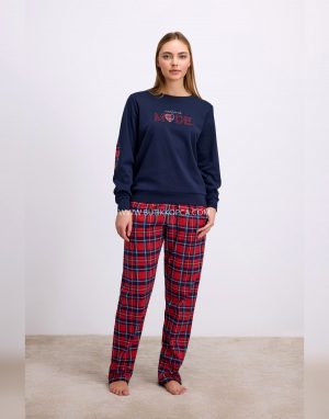 Uzun Kol Sweatshirt Pijama Takımı Lacivert