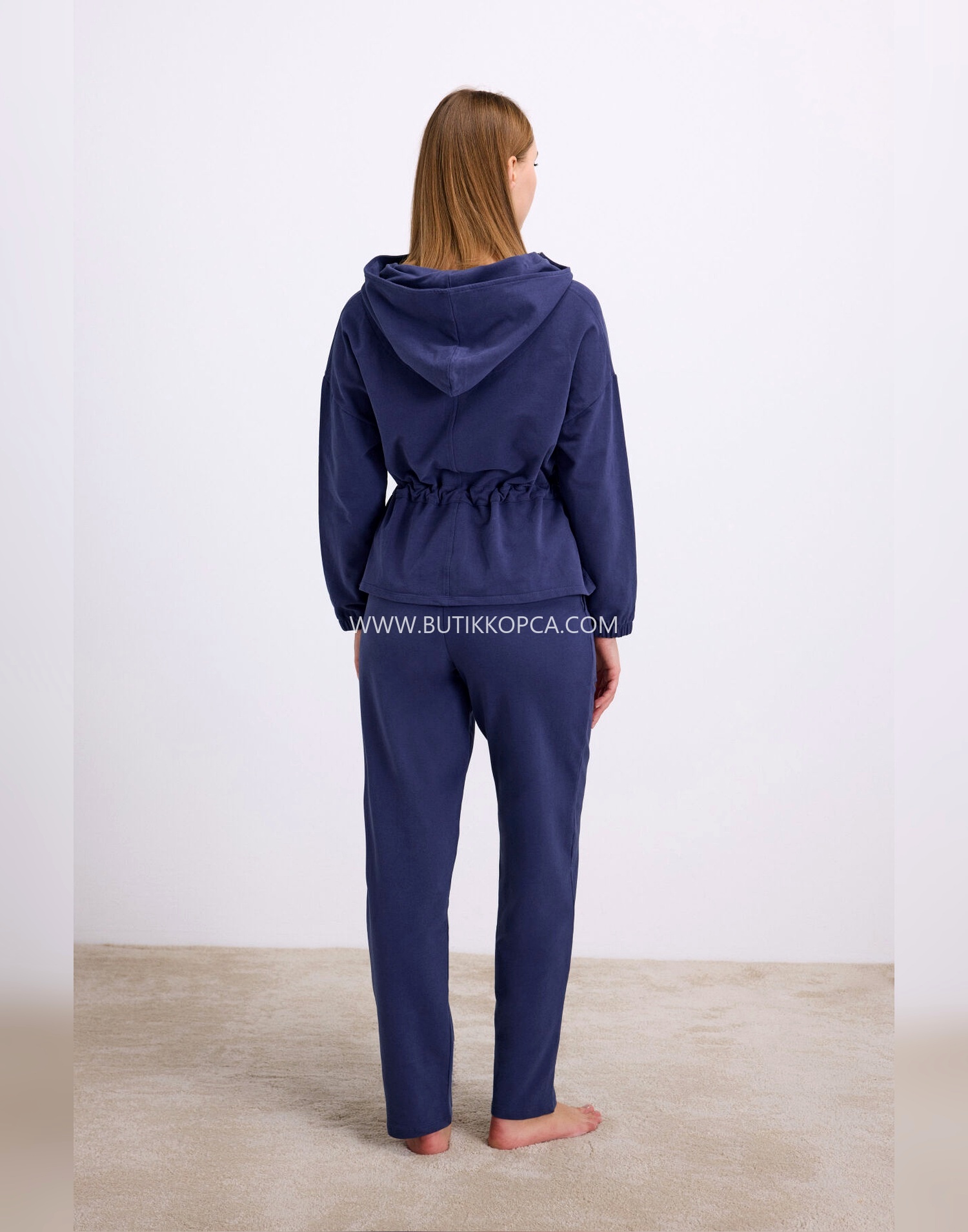 Kapüşonlu Fermuarlı Sweatshirt ve Pantolon Takımı Lacivert - Görsel 2
