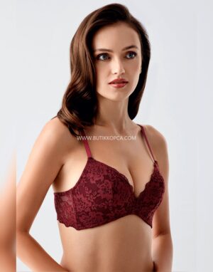 Alternative view of Balensiz Push Up Dantel Detaylı Sütyen Bordo