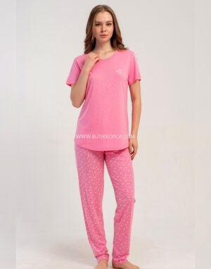P.Viscon Kısa Kol Pijama Takım Pembe