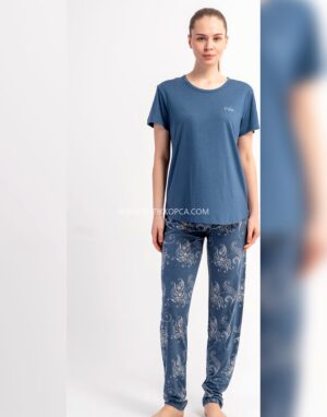 P.Viscon Kısa Kol Pijama Takım Koyu Gri