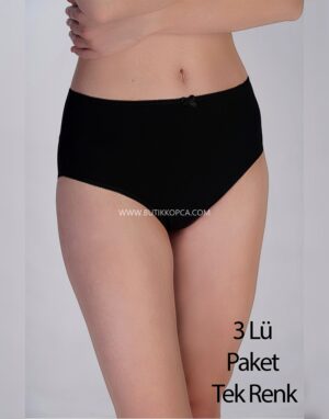 Yarım Bel Bikini Penye 3 lü Külot 3'lü Siyah