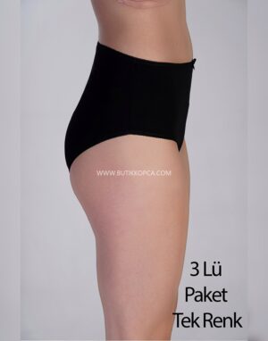 Alternative view of Yarım Bel Bikini Penye 3 lü Külot 3'lü Siyah