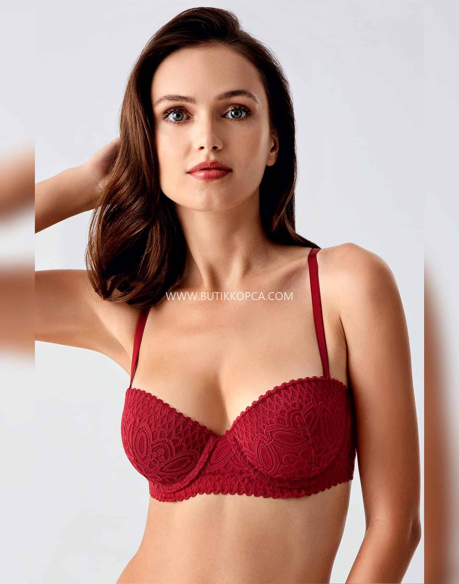 Push Up Dantel Detaylı Sütyen Bordo