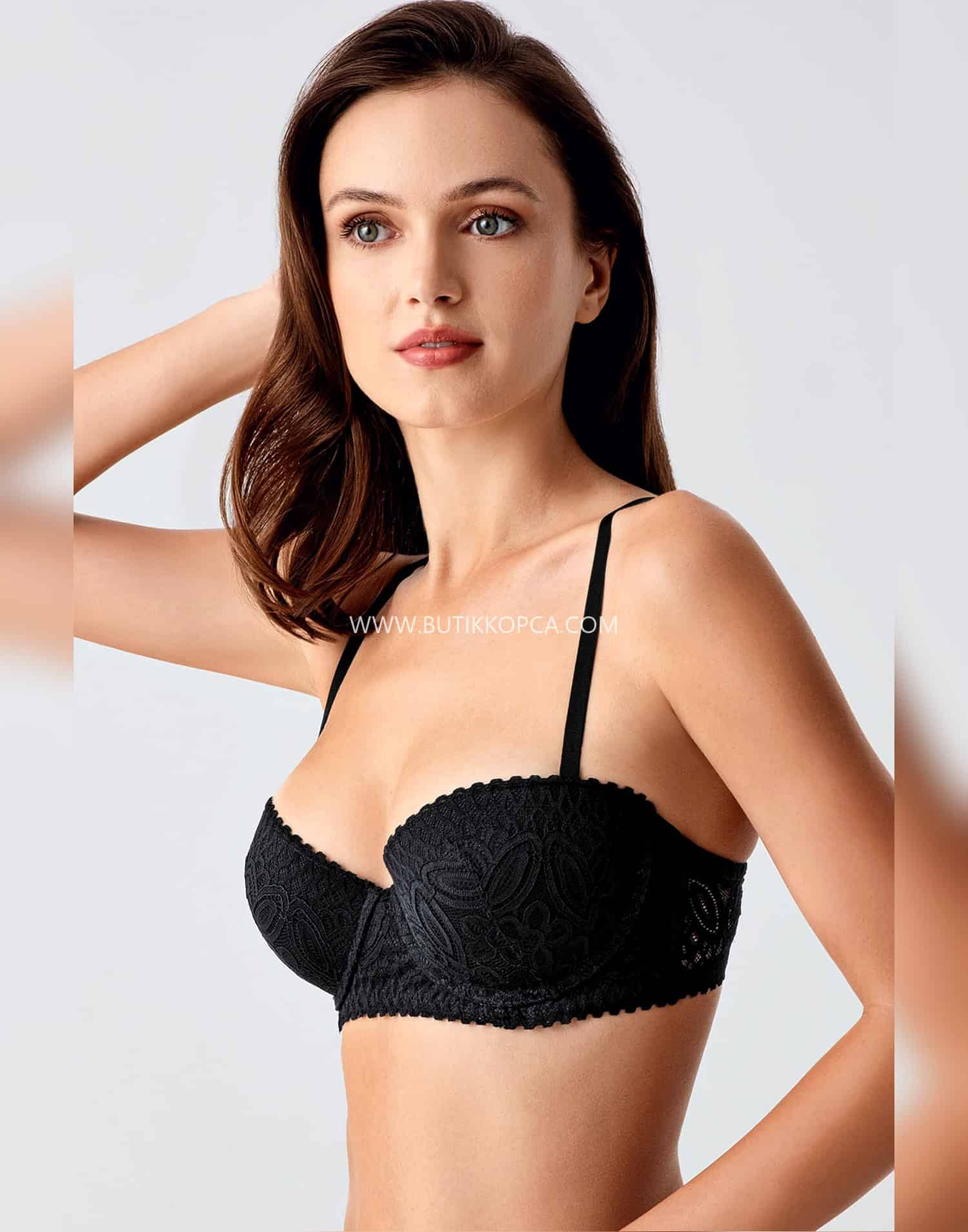 Push Up Dantel Detaylı Sütyen Siyah - Görsel 3