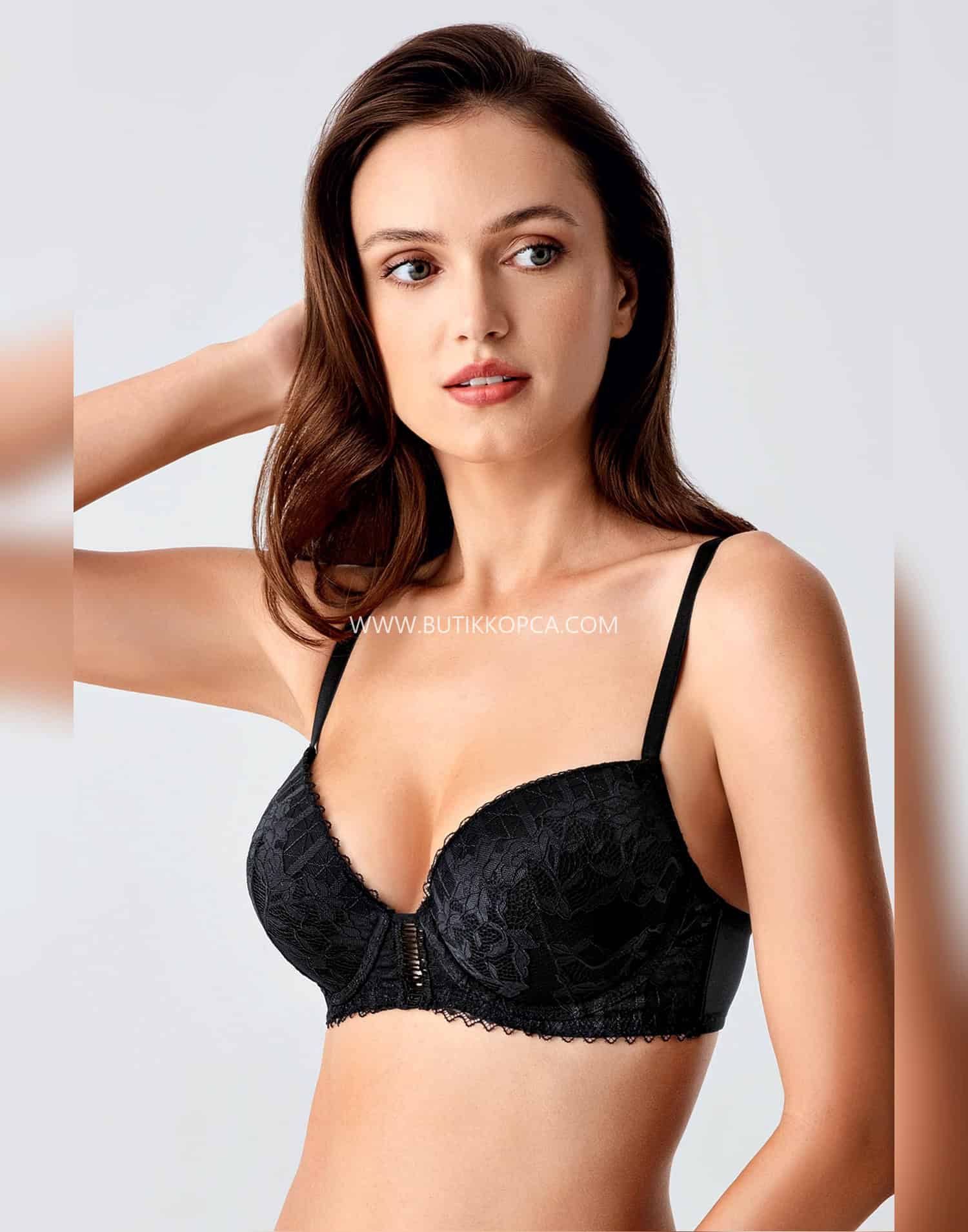 Push Up Dantel Detaylı Sütyen Siyah - Görsel 3
