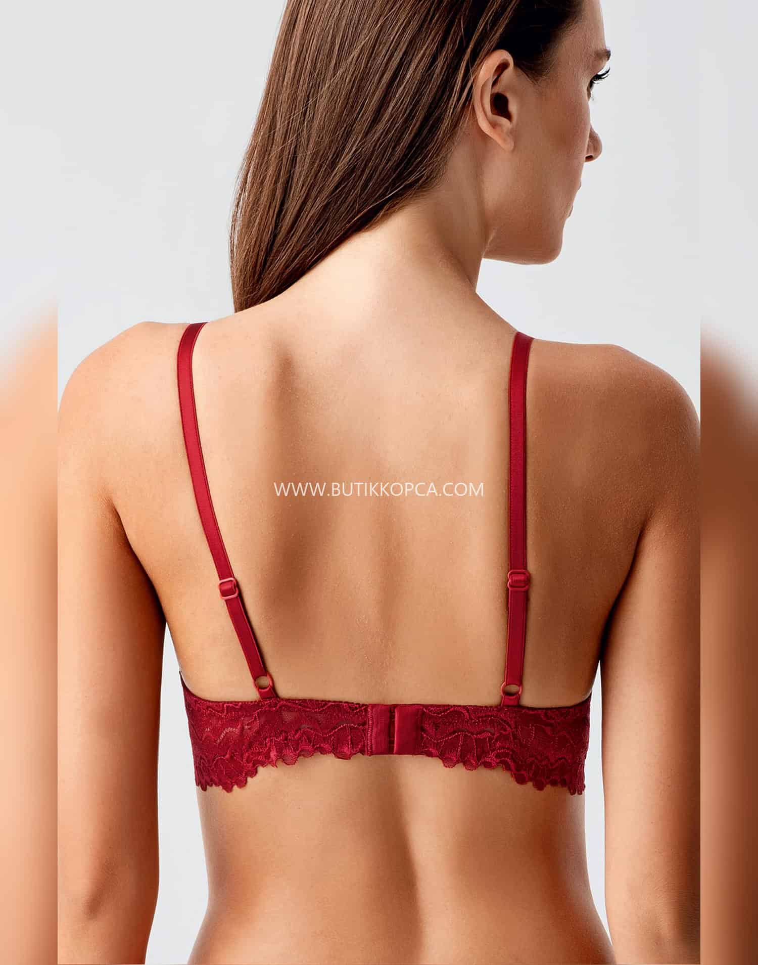 Push Up Dantel Detaylı Sütyen Bordo - Görsel 4