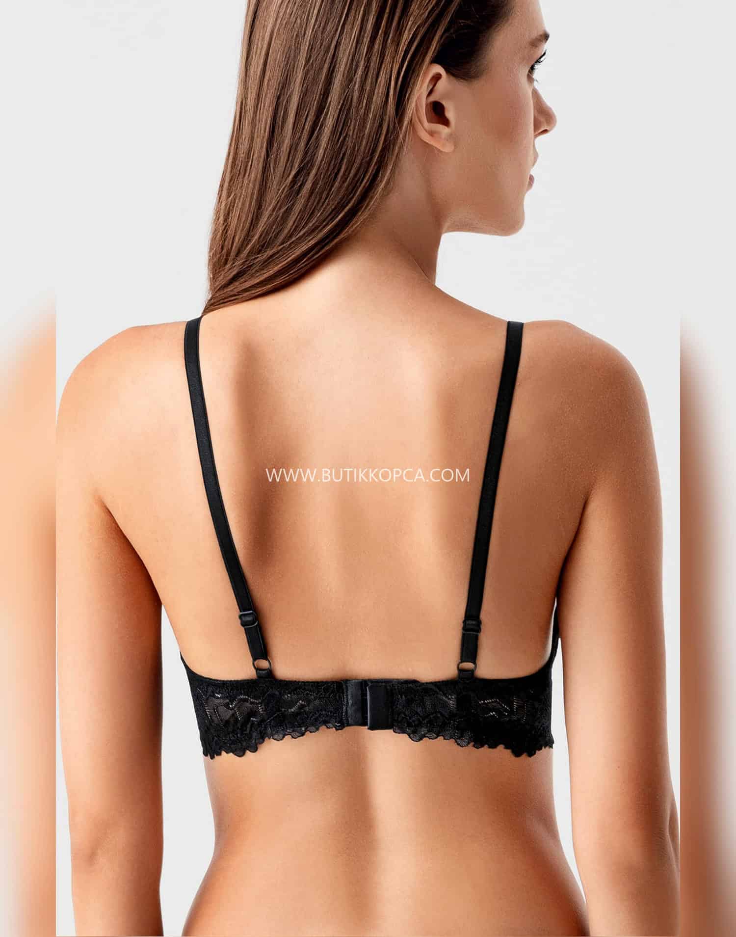 Push Up Dantel Detaylı Sütyen Siyah - Görsel 4
