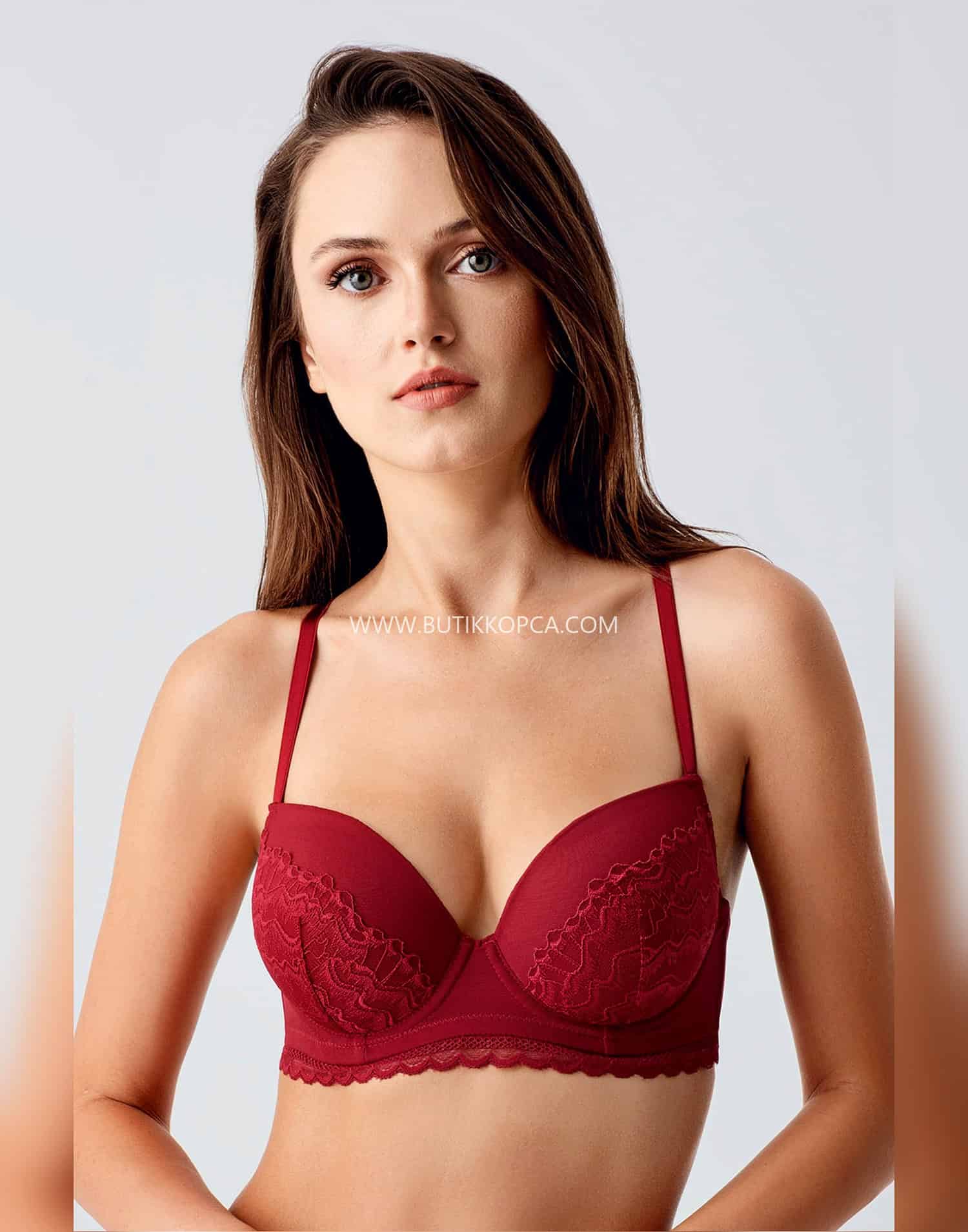 Push Up Dantel Detaylı Sütyen Bordo
