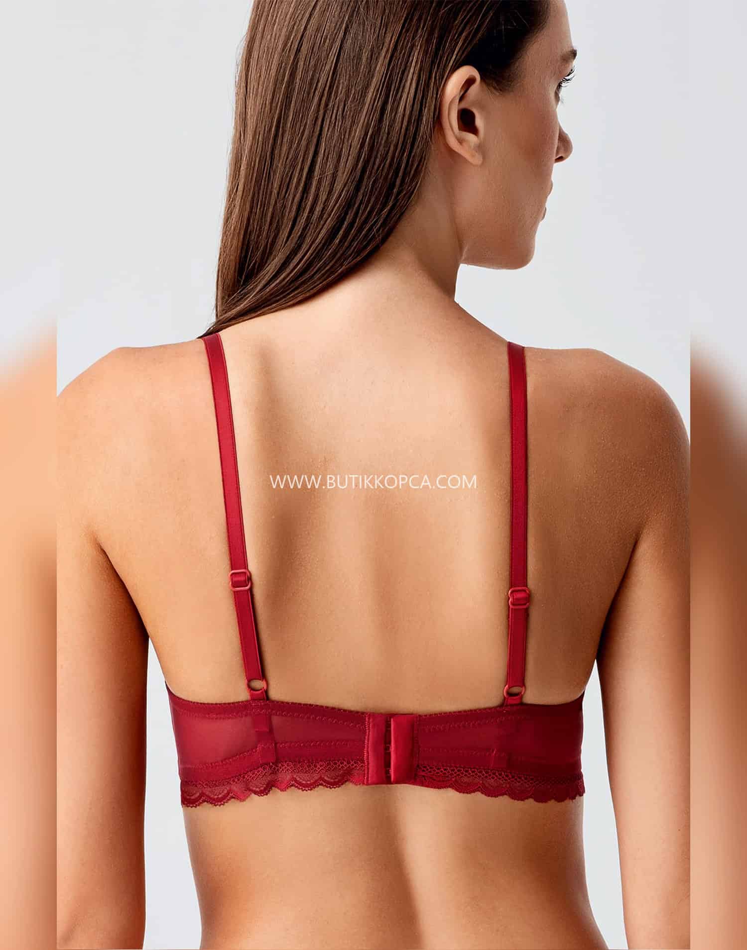 Push Up Dantel Detaylı Sütyen Bordo - Görsel 4