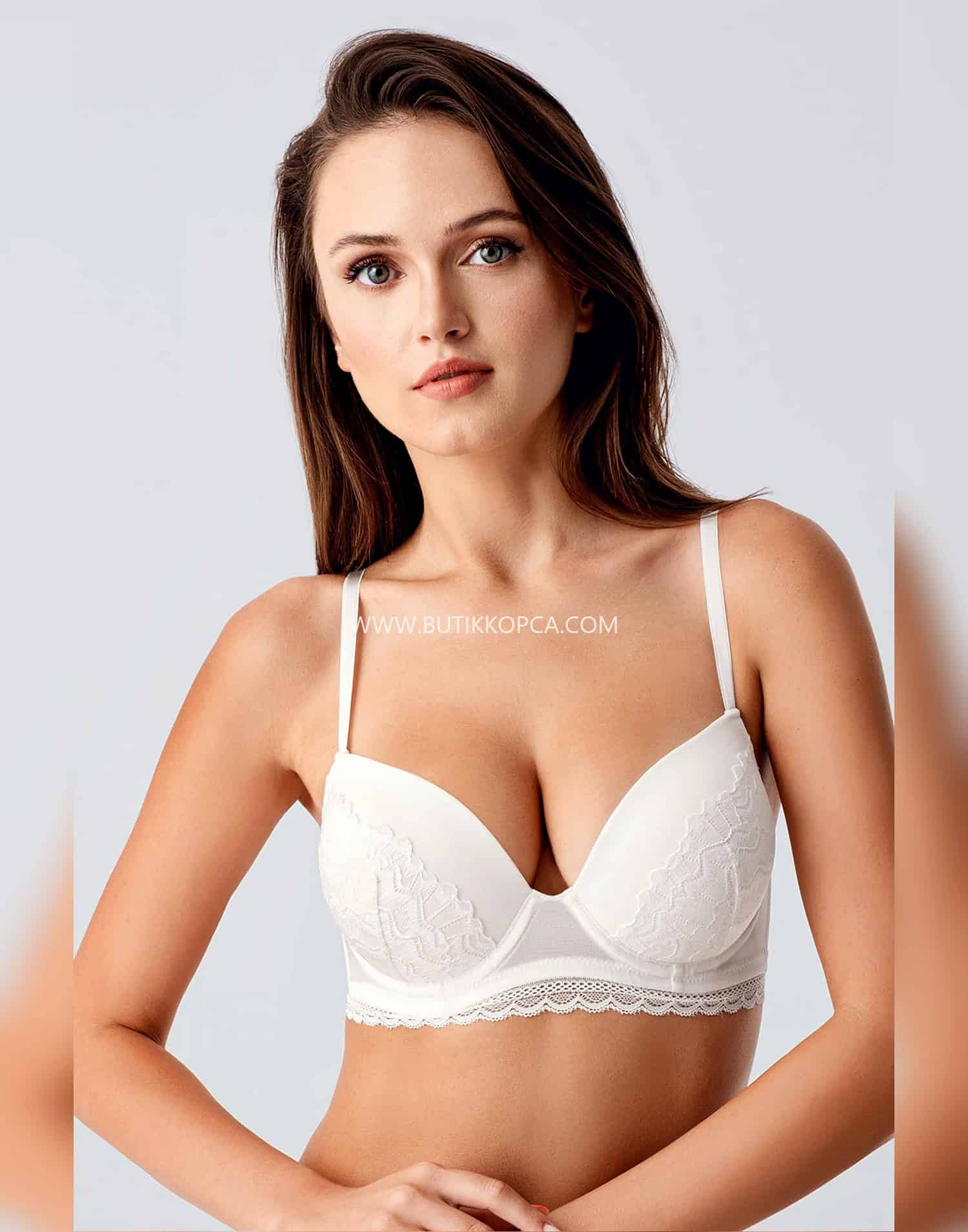 Push Up Dantel Detaylı Sütyen Ekru