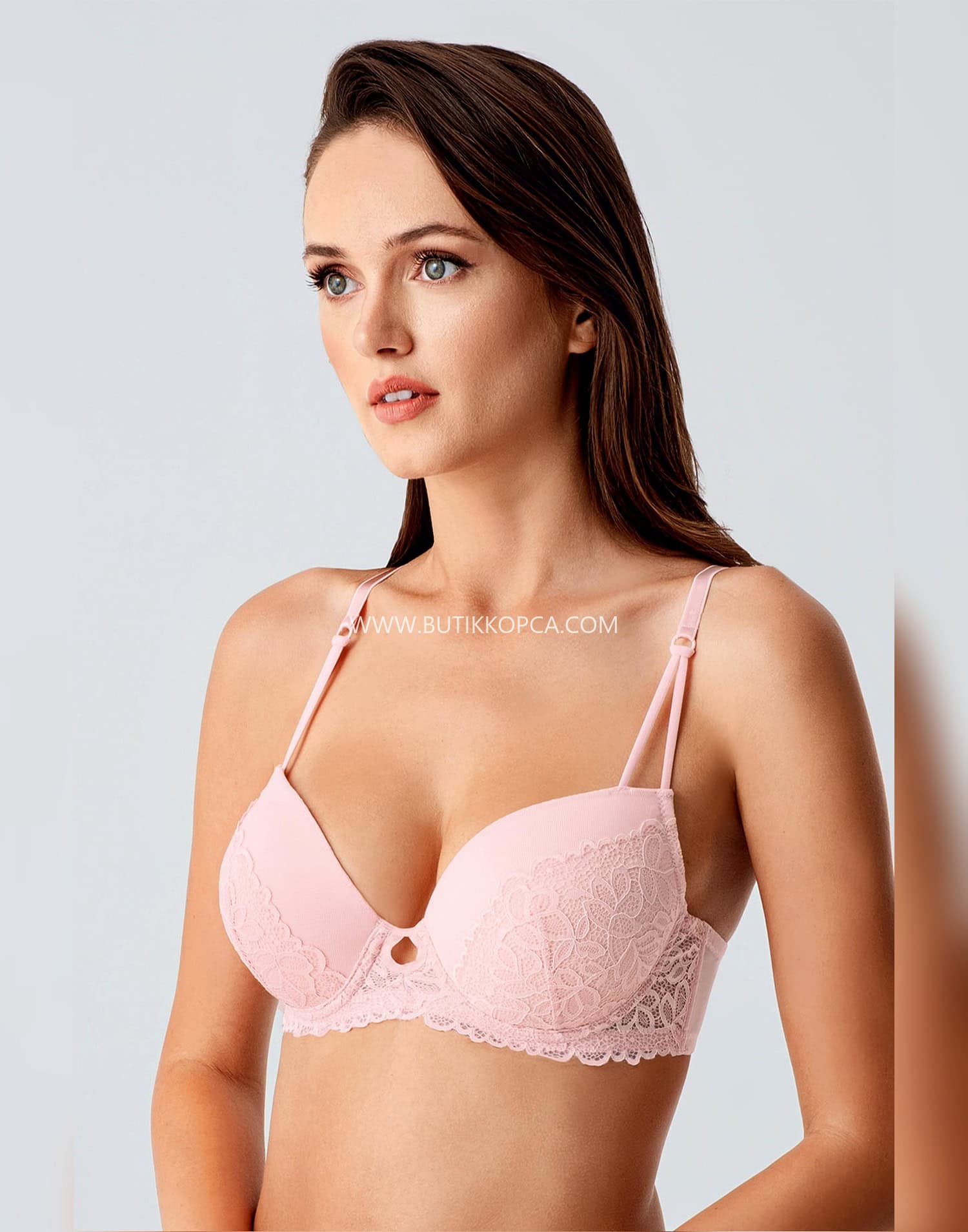 Push Up Dantel Detaylı Sütyen Pudra - Görsel 3