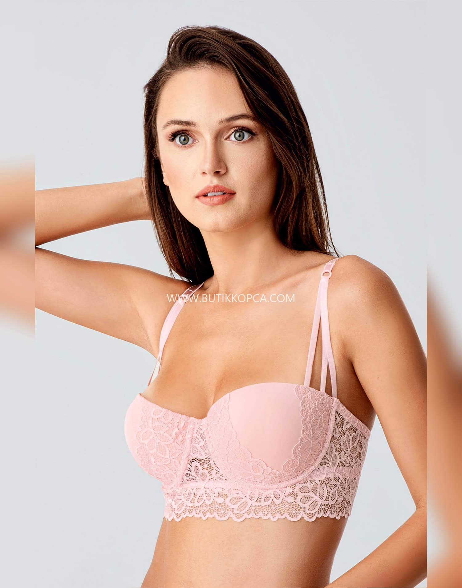 Destekli Straplez Bralet Sütyen Pudra - Görsel 3