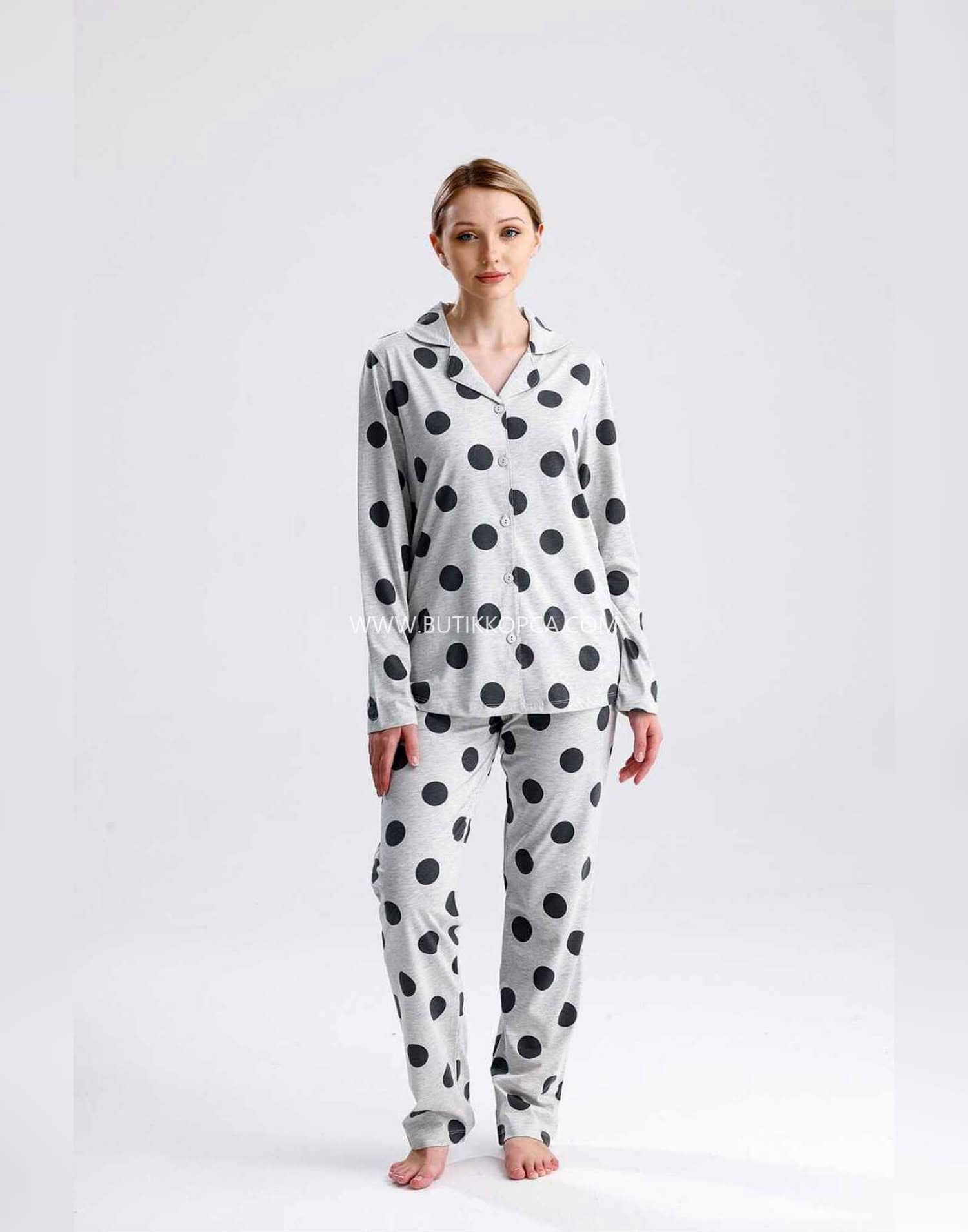 Pamuklu Pijama Takımı Gri