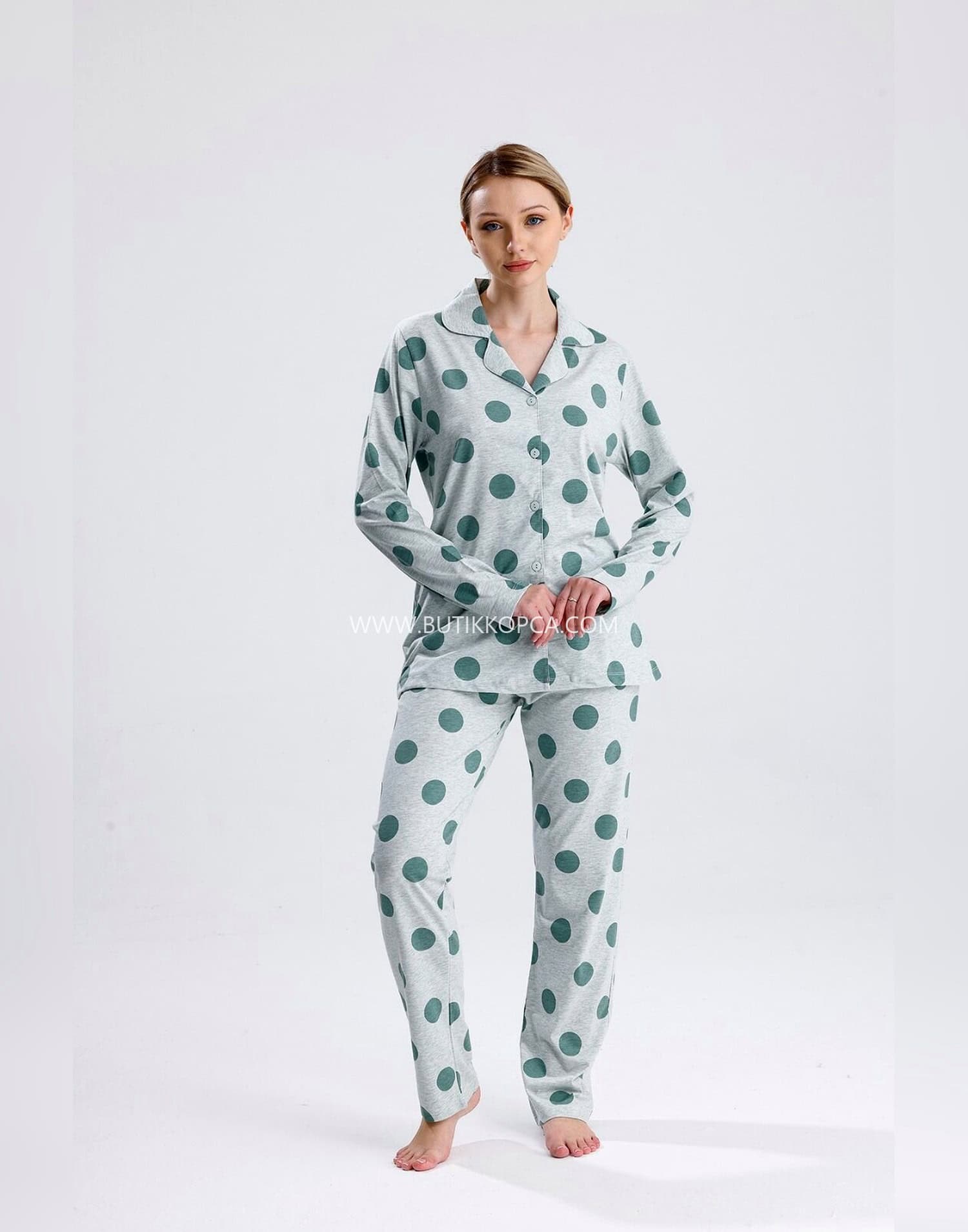 Pamuklu Pijama Takımı Yeşil