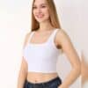 Kare Yaka Dikişsiz Crop Body Beyaz