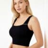 Kare Yaka Dikişsiz Crop Body Siyah
