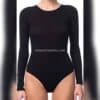 Uzun Kol Bisiklet Yaka Çıtçıtlı Body Siyah