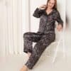 Saten Pijama Takımı Leopar
