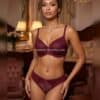 Brode Motifli Destekli Push-up Sütyen Takımı Bordo
